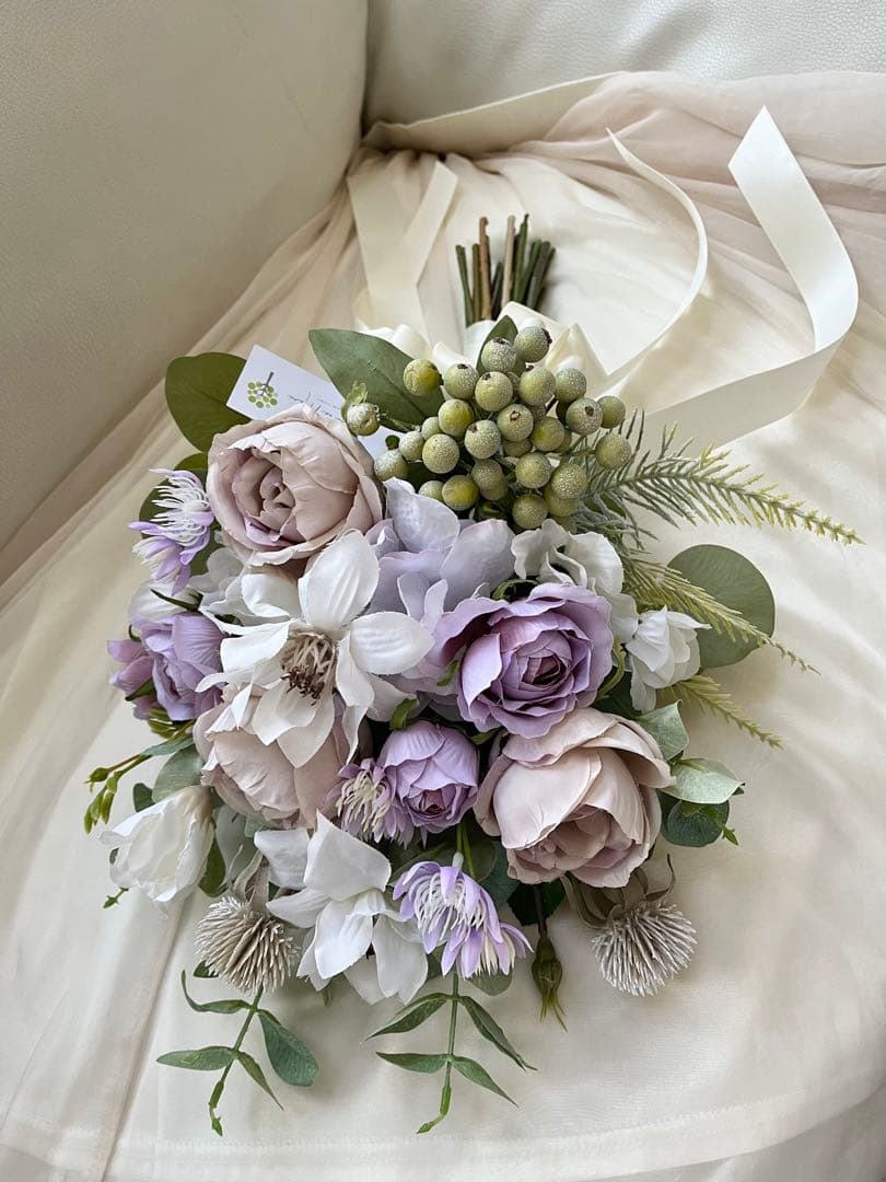 ウェディングブーケとブートニアのセット♡ナチュラルブーケ♡挙式♡前撮り♡