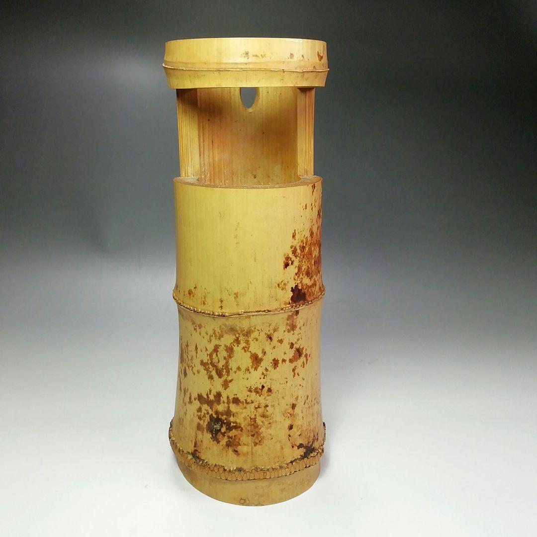 Ｓ４６６　花入　『竹一重切　花入』『大徳寺　立花大亀書』『銘　松風』　共箱