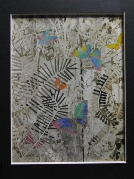 堀 文子、密林のモルフォ蝶、新品額装付、画集画、状態良好、年代物