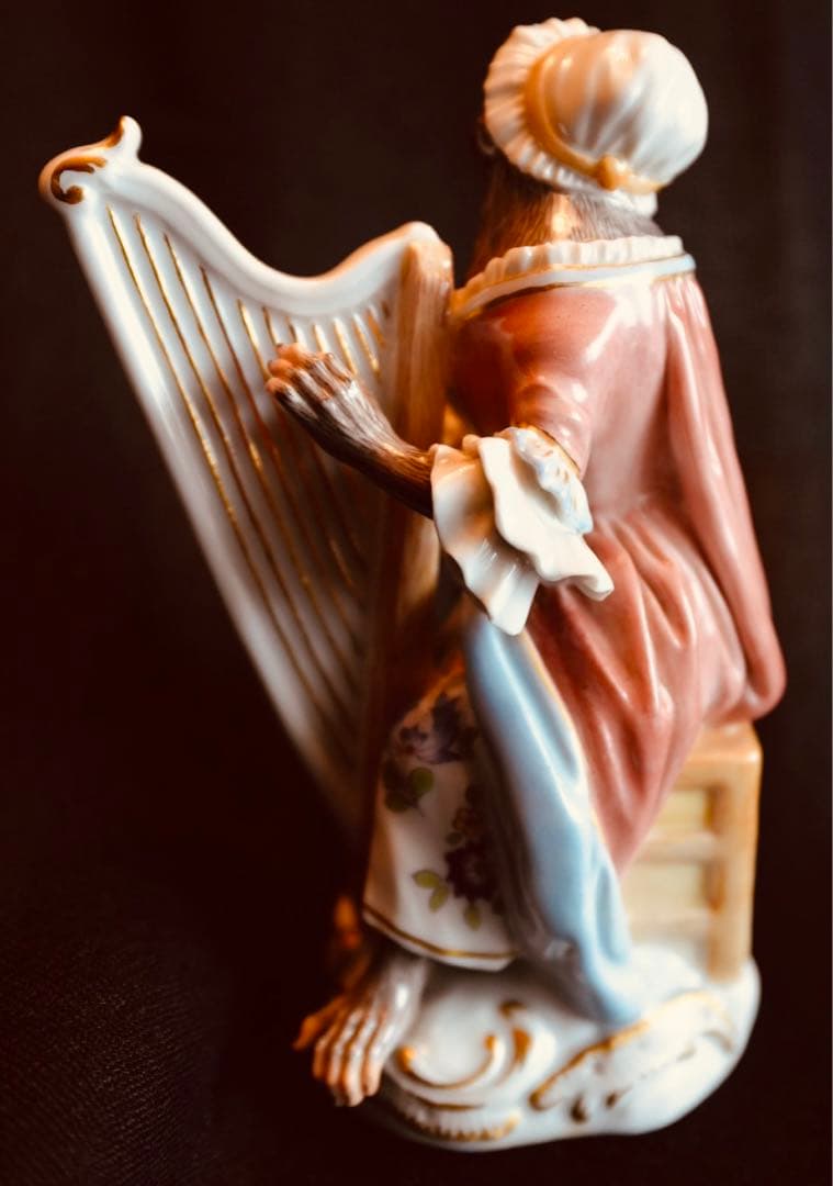 【美品 】マイセン 猿の楽団 ハープ ピンク 1級品