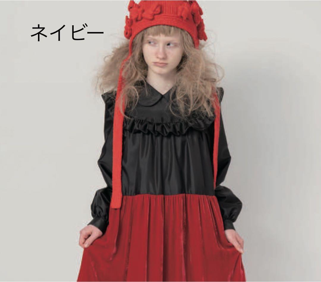 2025年　コムデギャルソン ガール　ニット帽 ネイビー　リボン付き