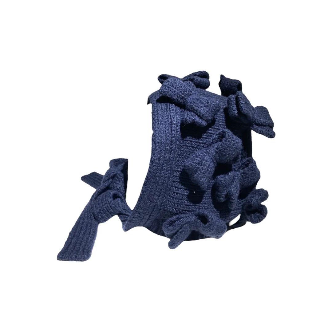 2025年　コムデギャルソン ガール　ニット帽 ネイビー　リボン付き