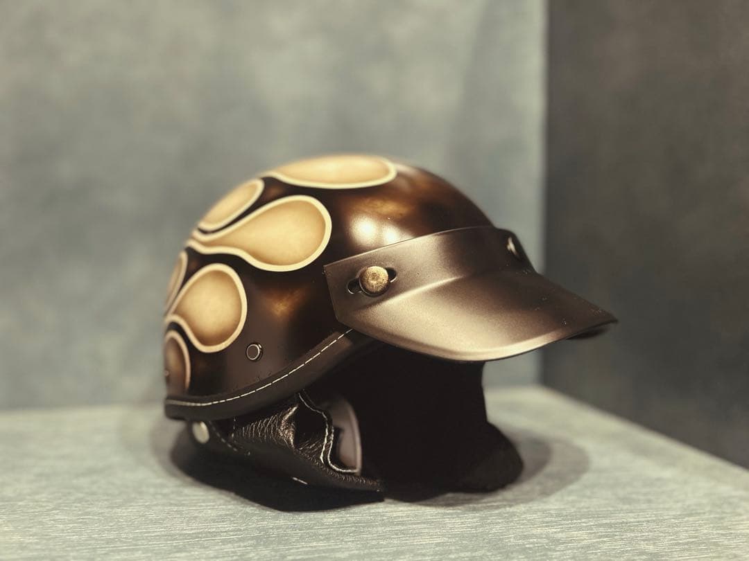 ポリスヘルメット　新品　エイジング加工　ハーレー　チョッパー　ポリヘル