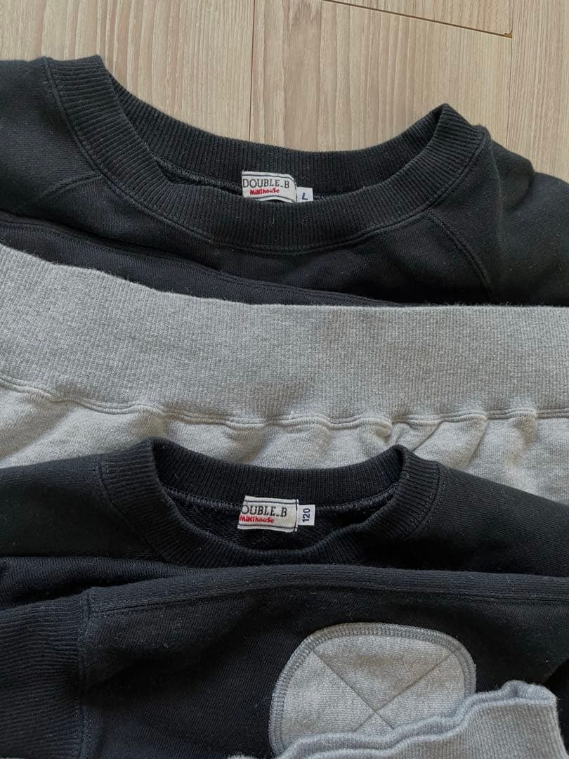 【ペアコーデ】ダブルB バックロゴトレーナー Lサイズ&120cm ダブルビー