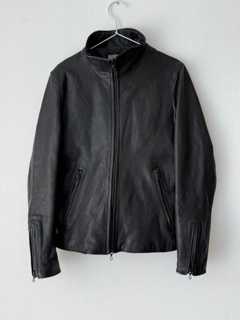 nano・universe ゴートレザー 山羊革 シングルライダースジャケット
