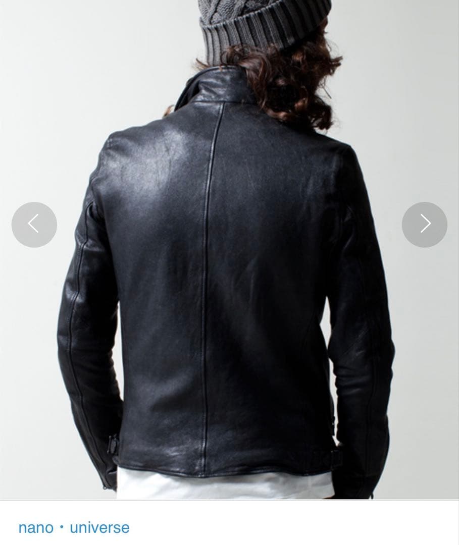 nano・universe ゴートレザー 山羊革 シングルライダースジャケット