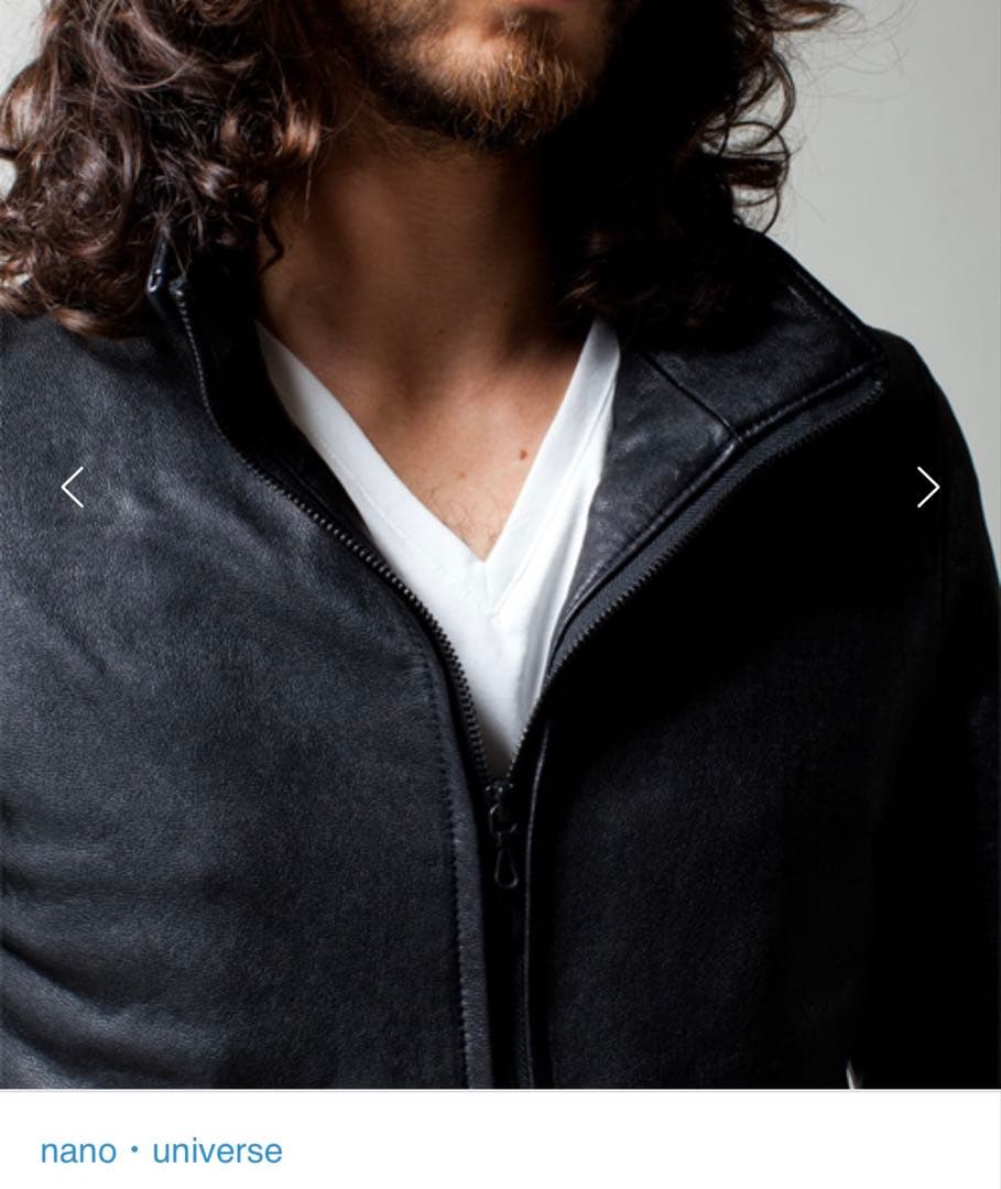 nano・universe ゴートレザー 山羊革 シングルライダースジャケット