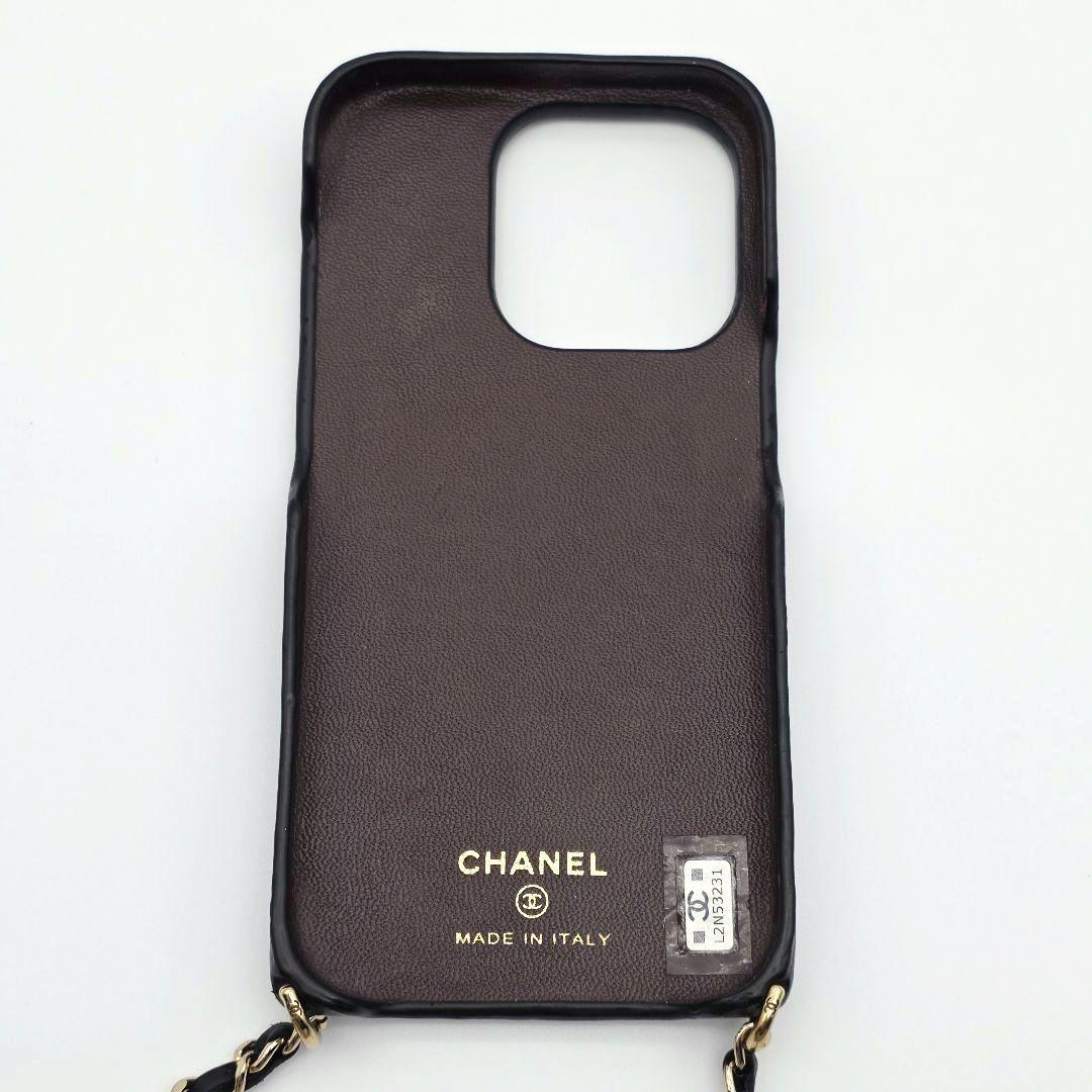 CHANEL iphone14pro ケース マトラッセ チェーン ココマーク