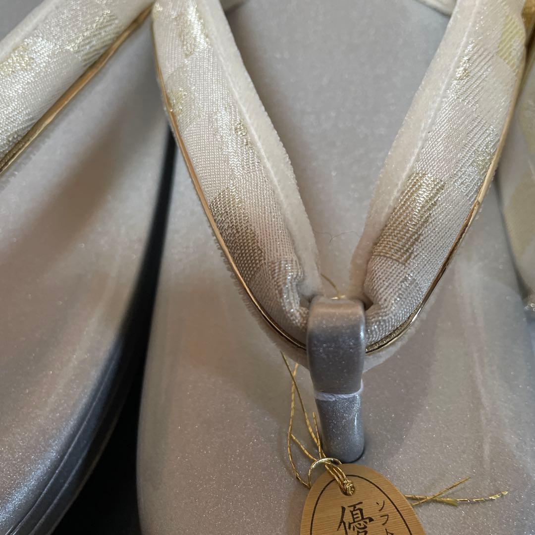 ホワイト チェック柄 ハンドバッグと草履セット