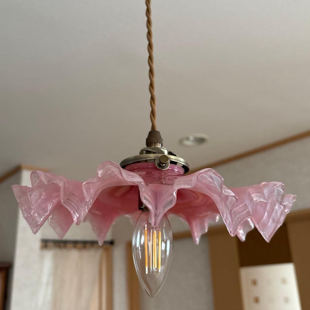 フランスアンティーク　オパールセントガラスシェード