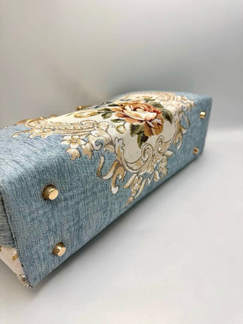 【ハンドメイド】がま口バッグ　白鳥 と薔薇　ヨーロッパ風　3way #478