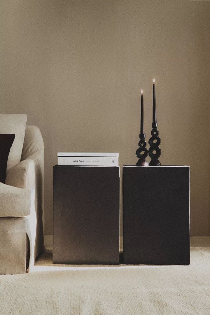 値下展示品 ザラホーム スクエアメタルベース サイドテーブル ブラック 鉄製