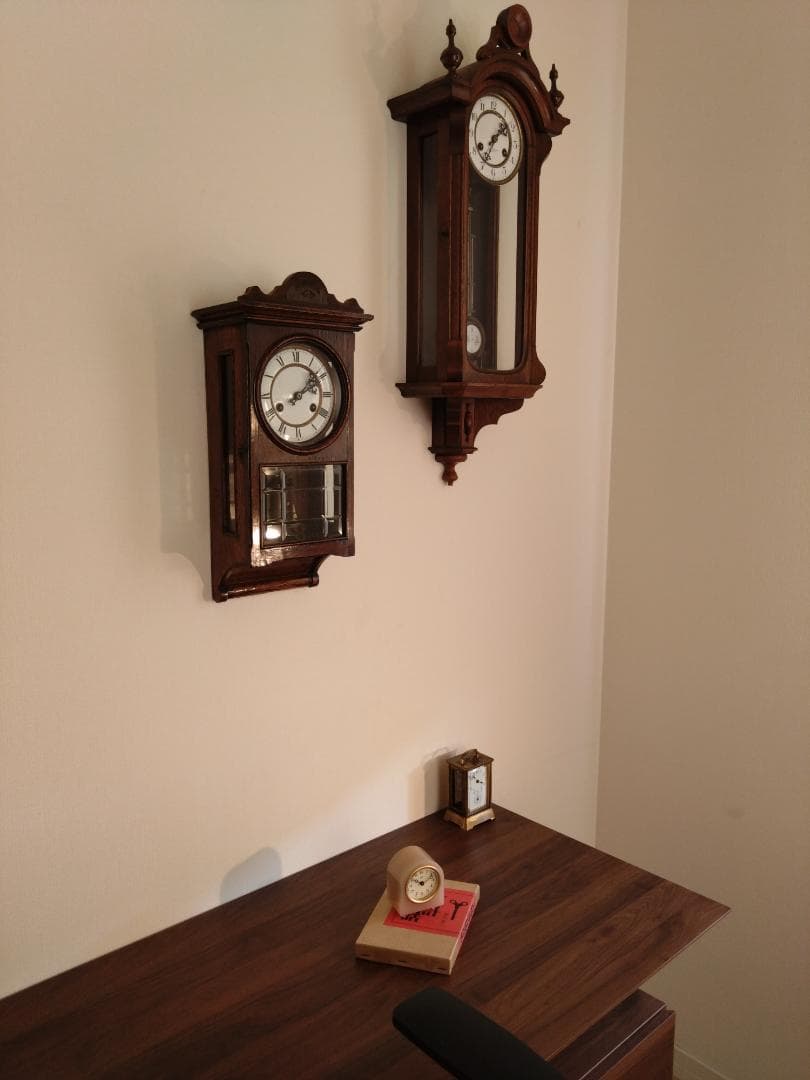 柱時計　精工舎　筋ガラス　座敷時計　ユンハンス　琺瑯　アンティーク　ゼンマイ