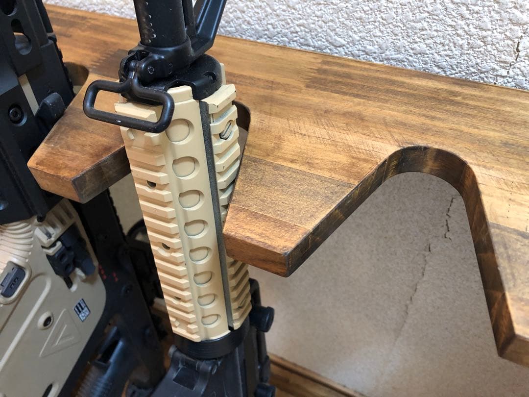 ガンラック　ハンドガン・ライフル銃用収納　木製ライフルスタンド2点セット