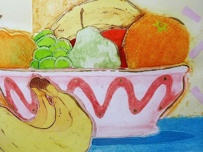 マーク・スペイン／銅版画「フルーツボウル」／直筆サイン・エディション有り／額装品