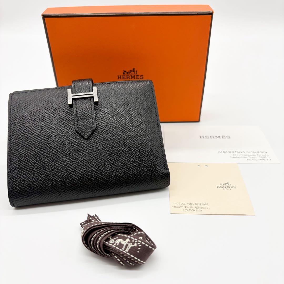 ♡美品♡ エルメス HERMES ベアンコンパクト 二つ折り財布 ブラック