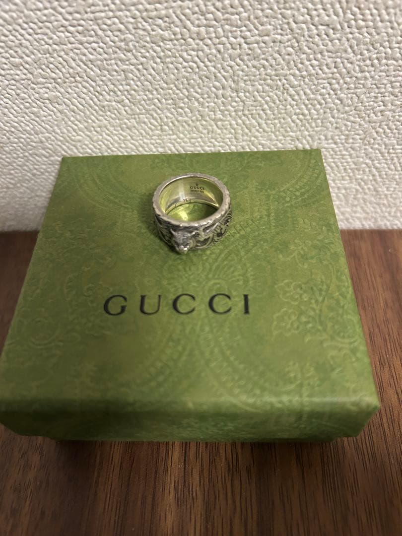 【年末セール】グッチ キャットヘッド アラベスク リング シルバー925 12号