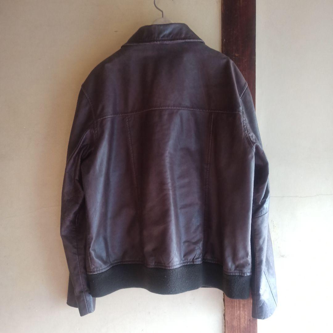 ジャケット・アウター OLD leather zip jkt brown