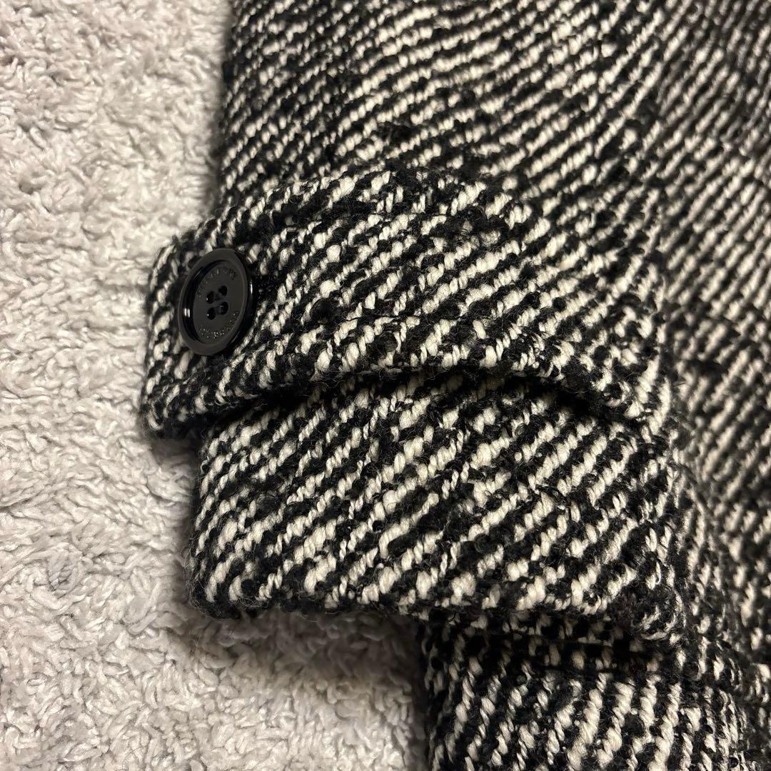 美品⭐︎バーバリーロンドン　ツイードコート　黒白　ロゴボタン38 Mサイズ