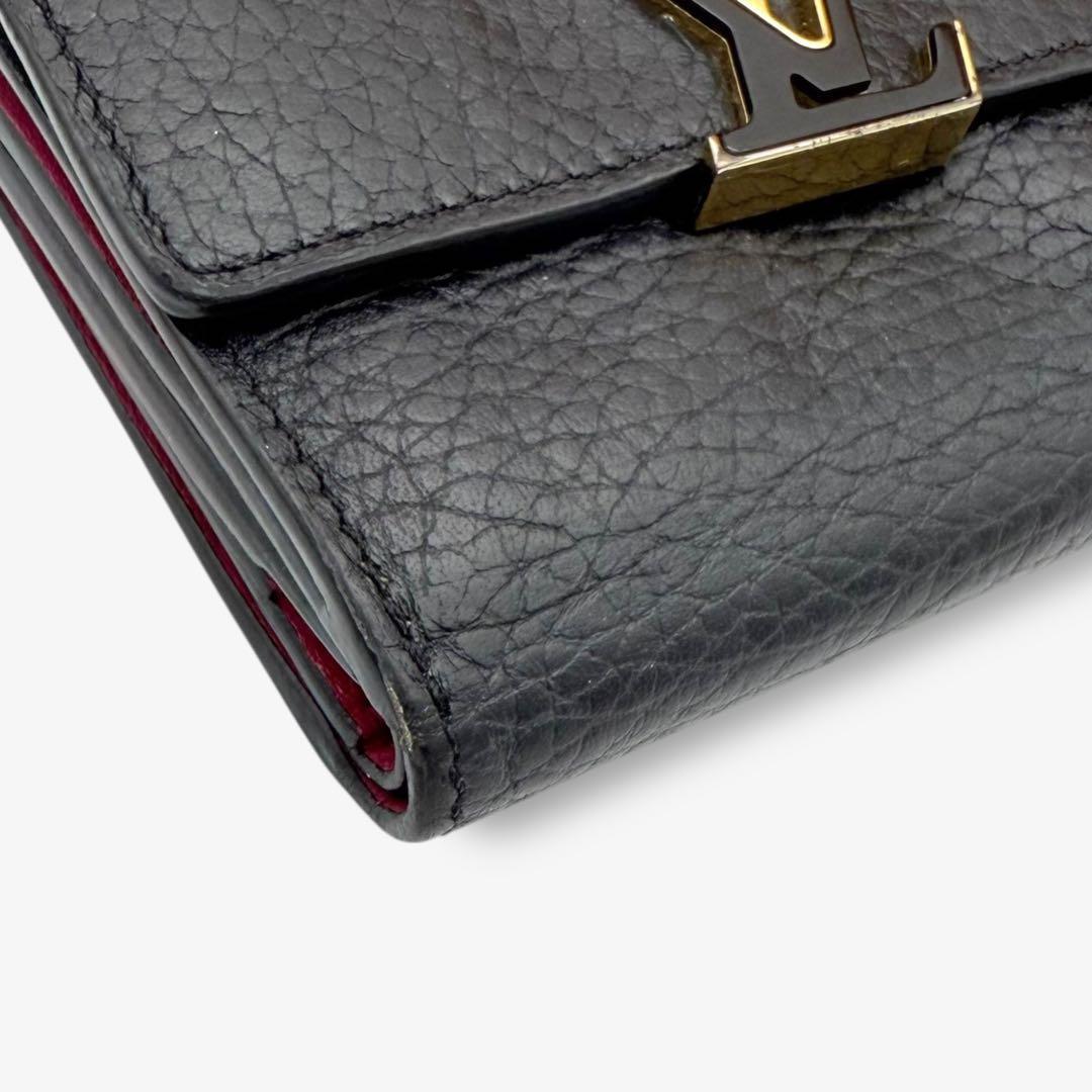 【美品】ルイヴィトン 財布　カプシーヌ XS ブラック コンパクト財布　三つ折り