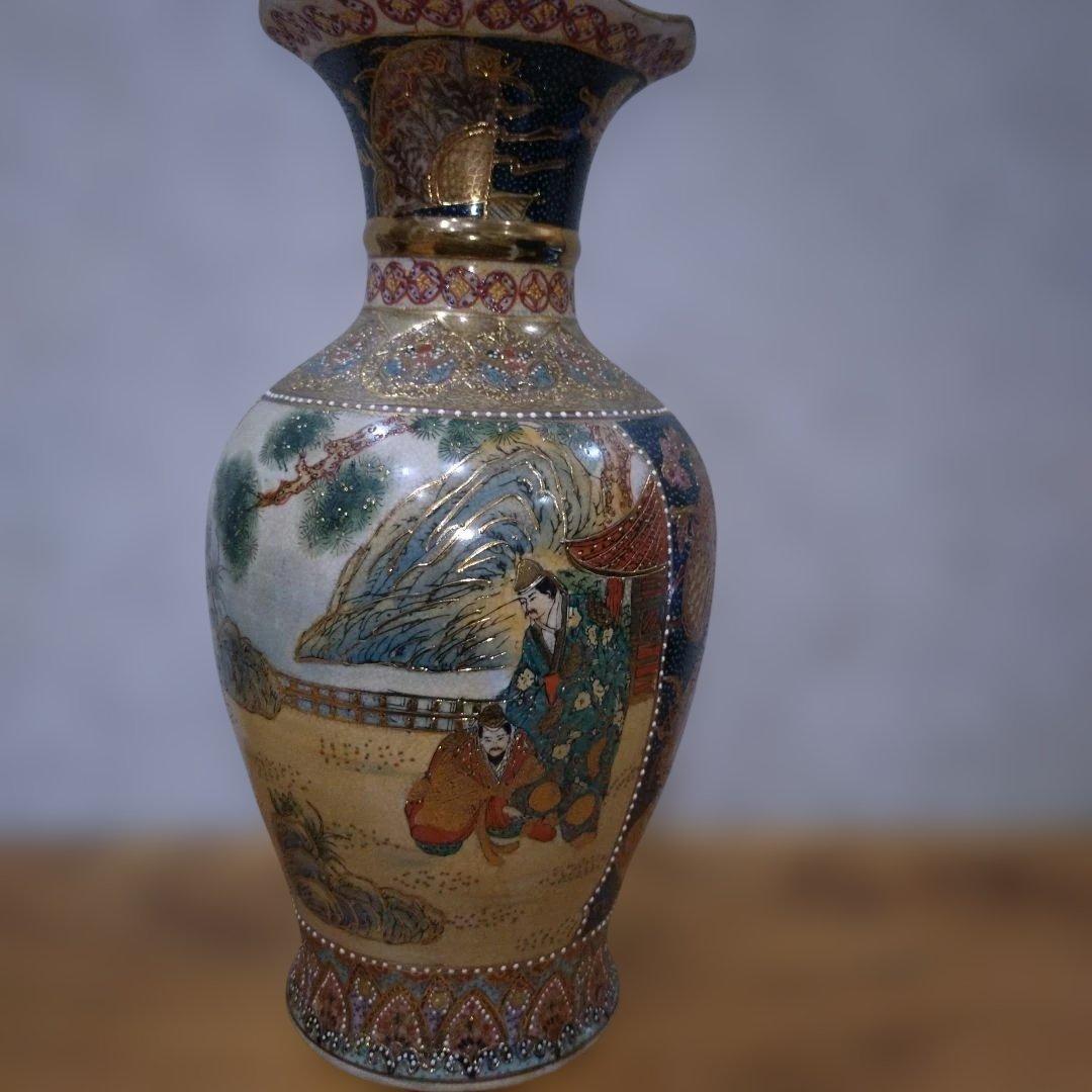 飾り壺　戦国武将　絵図 花瓶 大壺　アンティーク　ヴィンテージ