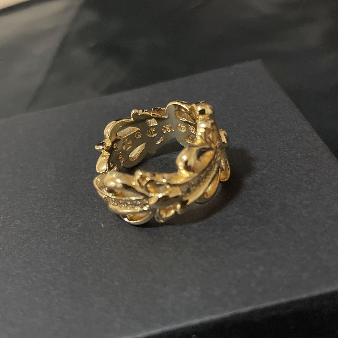 ノーブランド フローラルリング 指輪 クロス ２２ｋ加工 シルバー９２５ １７号