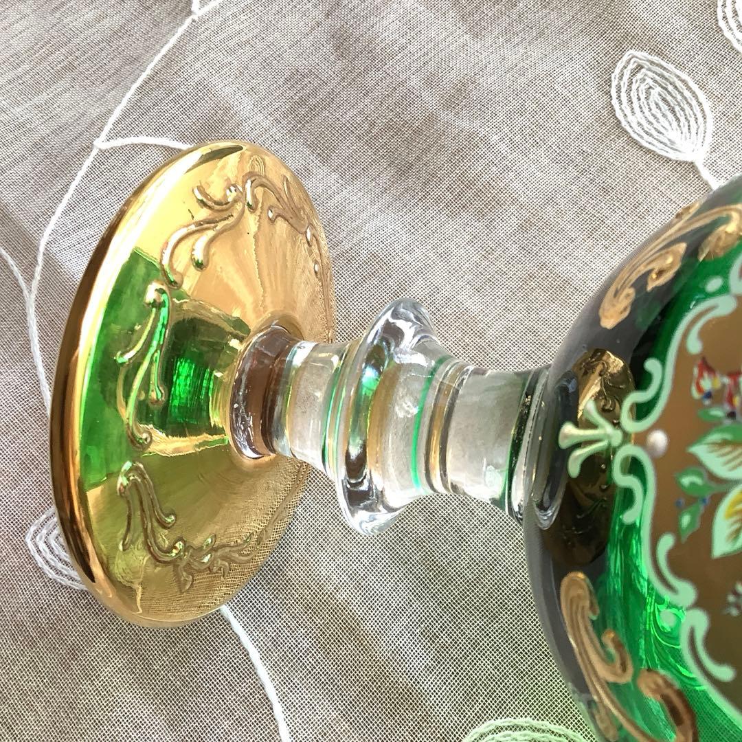 ベネチアングラス　エナメル彩　コンポート