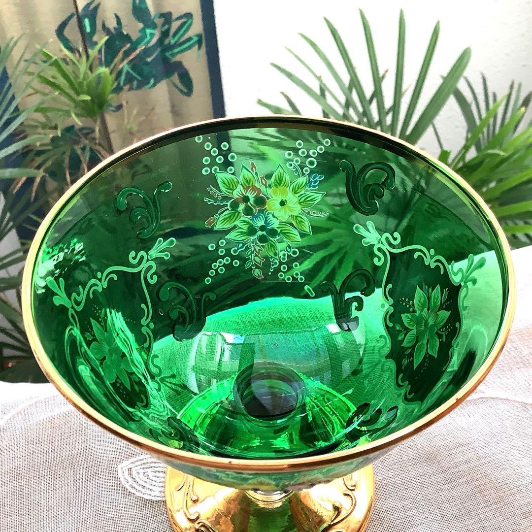 ベネチアングラス　エナメル彩　コンポート