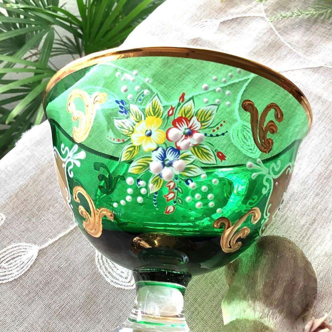 ベネチアングラス　エナメル彩　コンポート