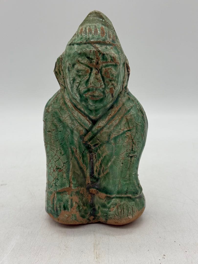 中国　緑釉胡人俑　漢緑釉　高さ約12.6cm 送料込み251022