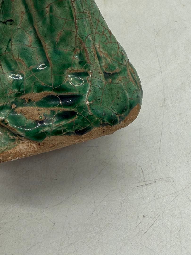 中国　緑釉胡人俑　漢緑釉　高さ約12.6cm 送料込み251022