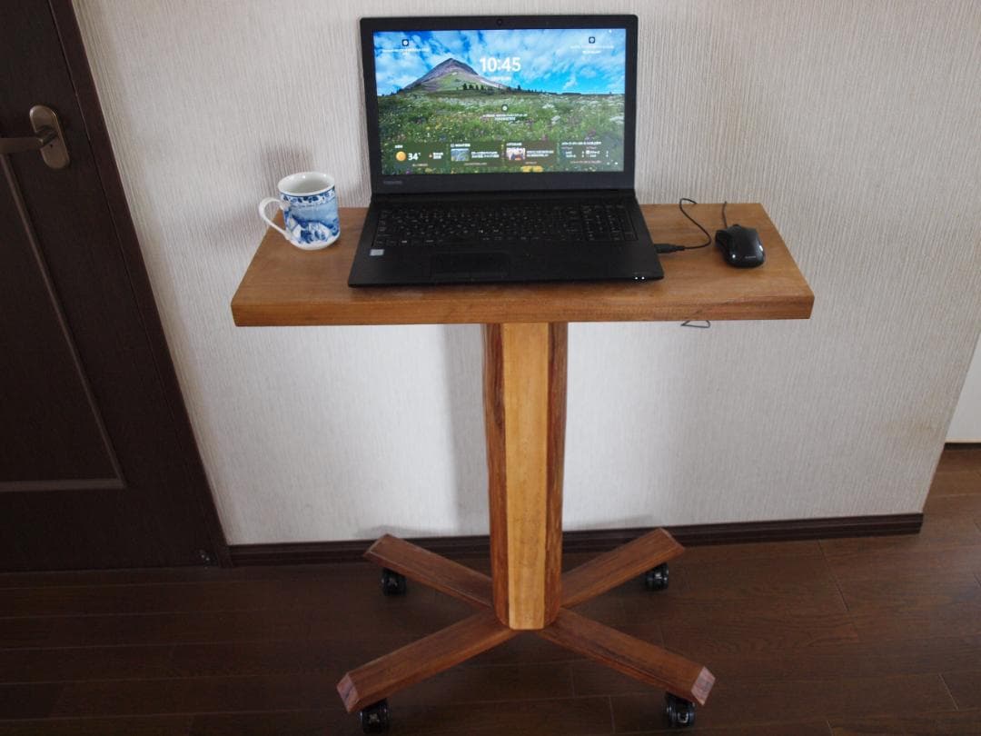 カフェテーブル　サイドテーブル　70x40x高79cm　キャスター付き　北山杉