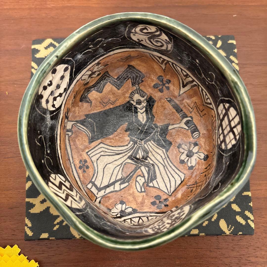 深見文紀 漫画織部茶碗 抹茶茶碗