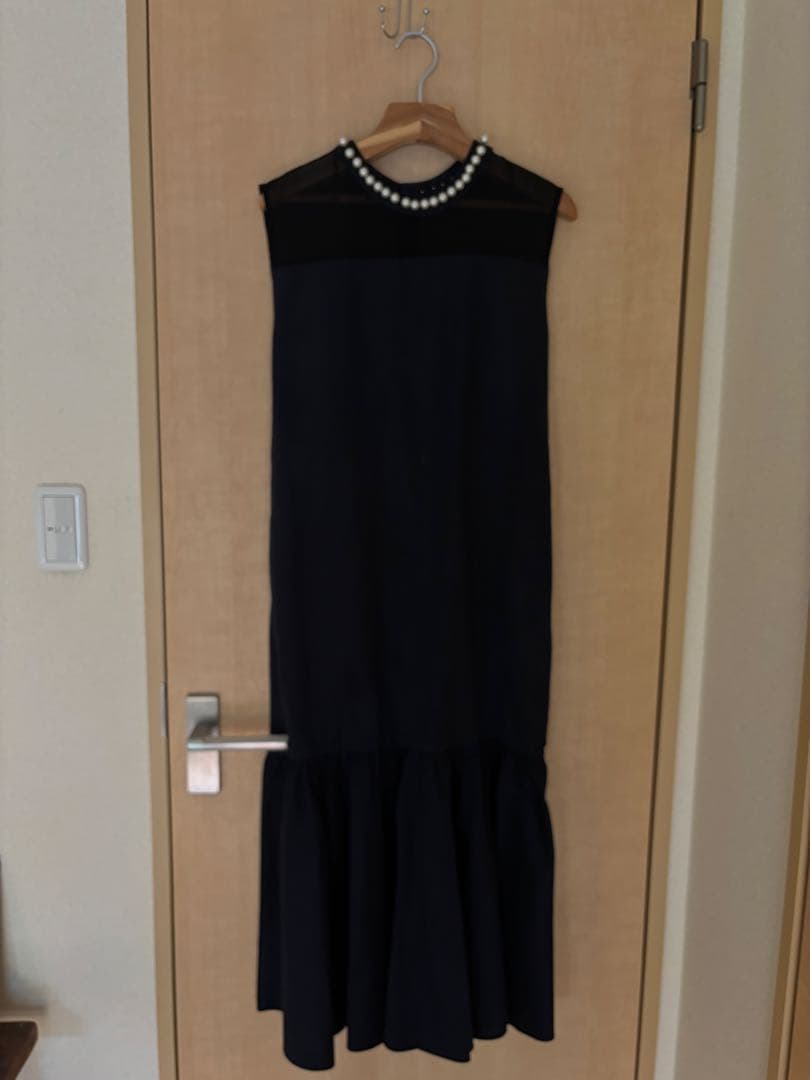 Ameri vintageブラック　パール装飾マーメイドドレス