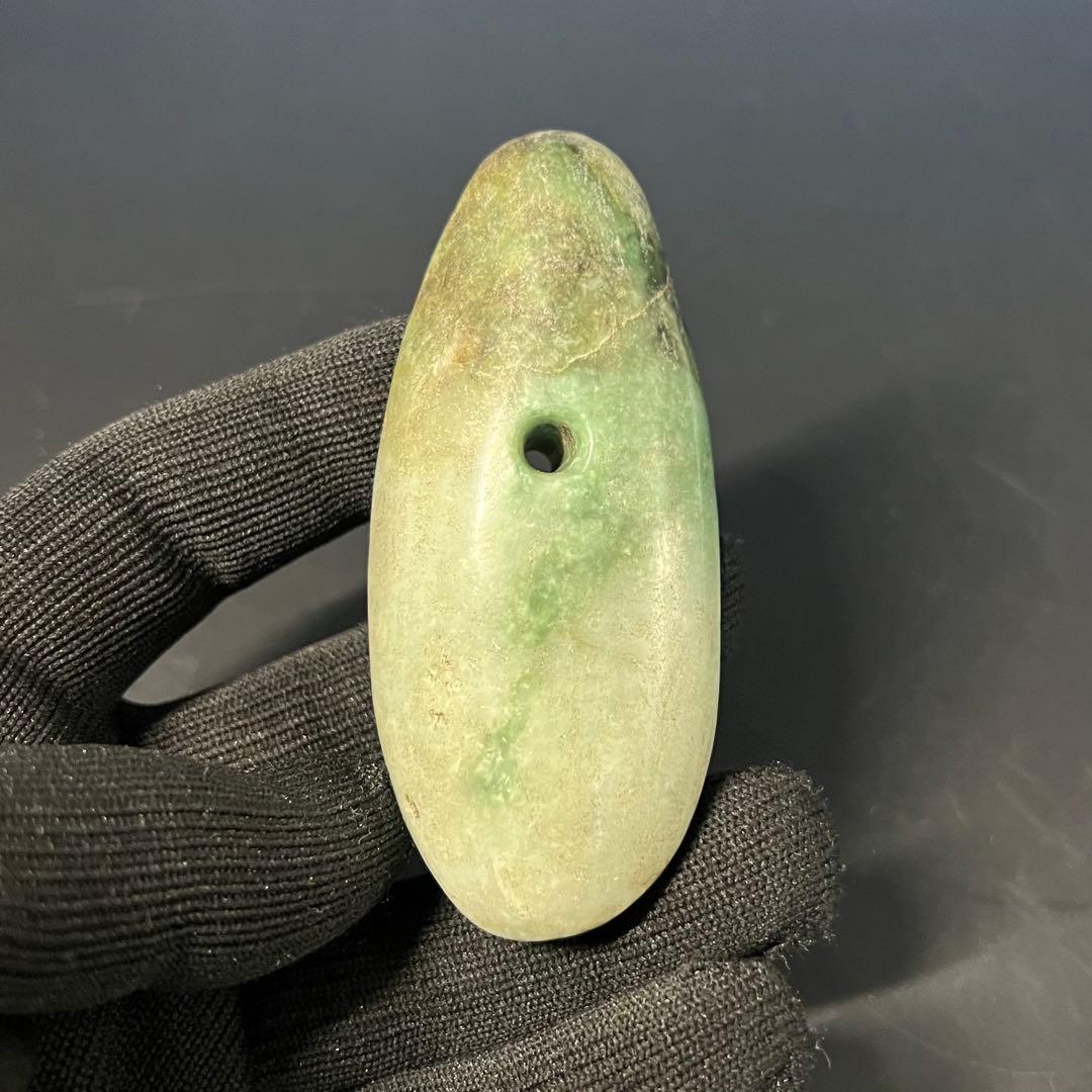 ◎縄文 本翡翠 大珠 呪術具◎ 祭祀具 硬玉 重量143g ◎ 古美術 庵々