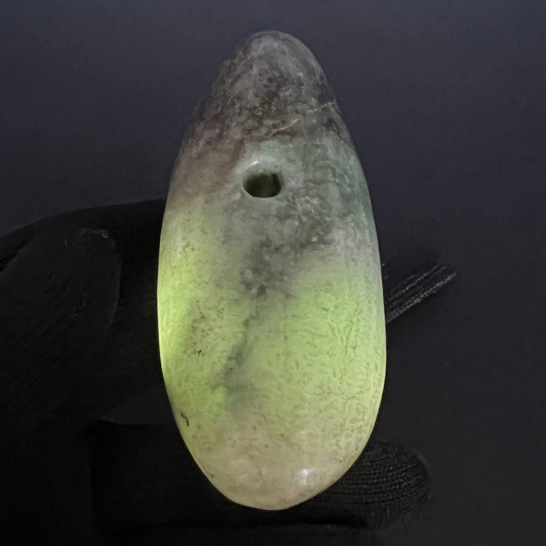 ◎縄文 本翡翠 大珠 呪術具◎ 祭祀具 硬玉 重量143g ◎ 古美術 庵々