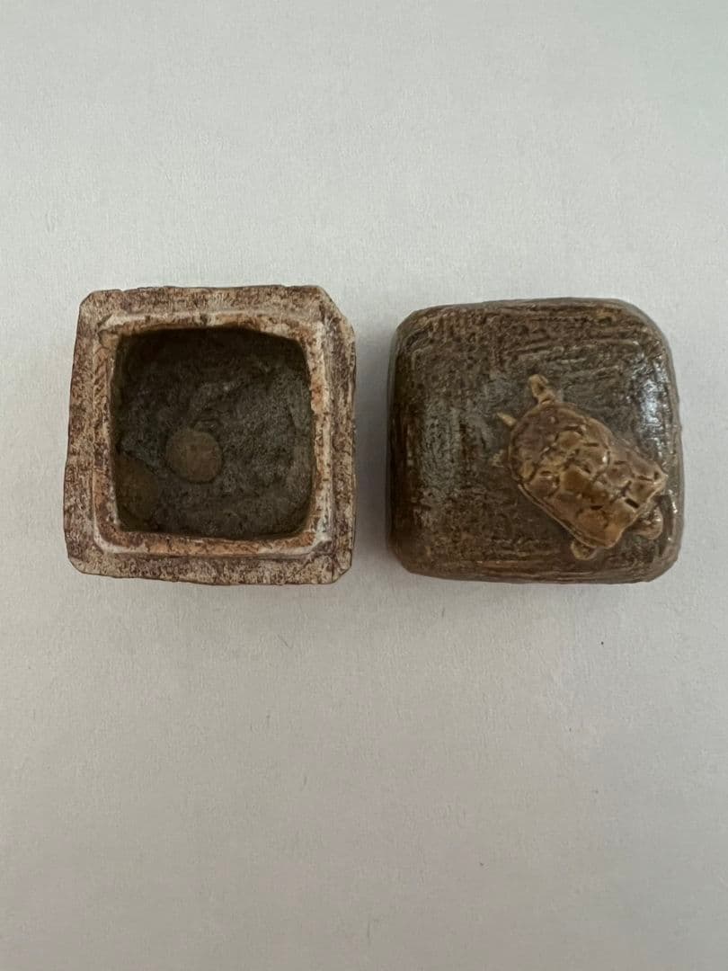 古織部香合 角形 亀 茶道具