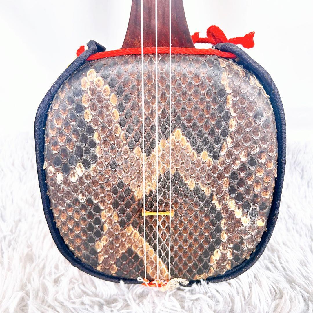 【動作品】沖縄三線 三味線　本皮　初心オススメセット　無塗装仕様　強化張り