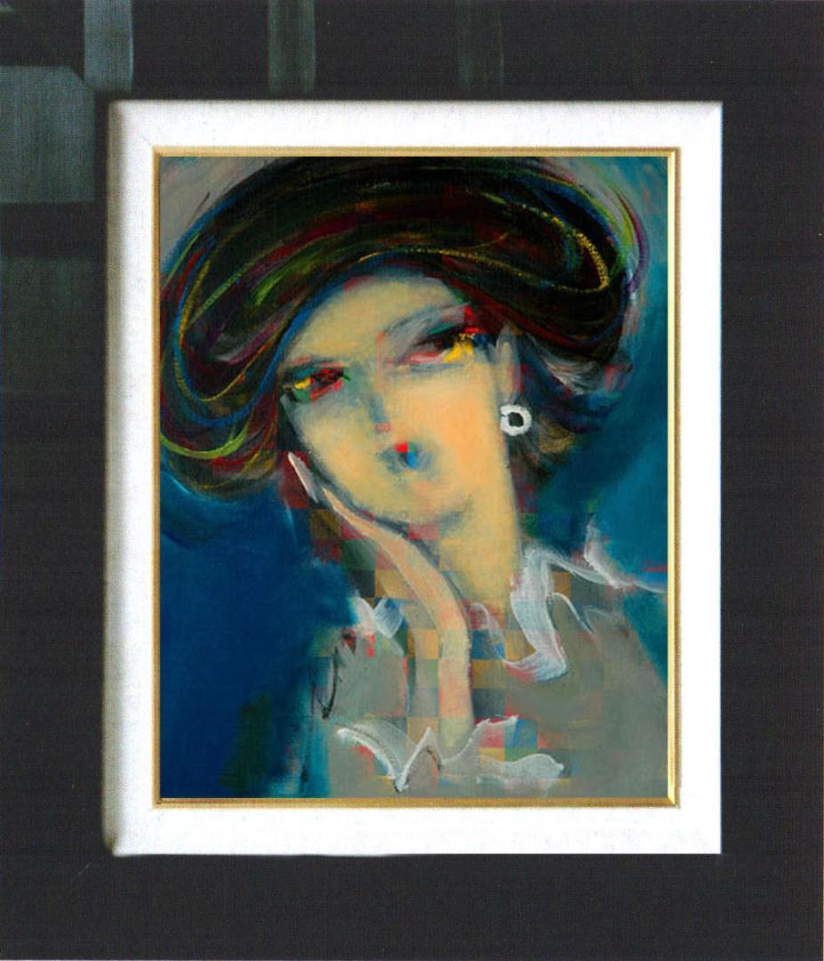 油絵 絵 絵画 インテリア 額付(黒) F4-051713 人物 女性像