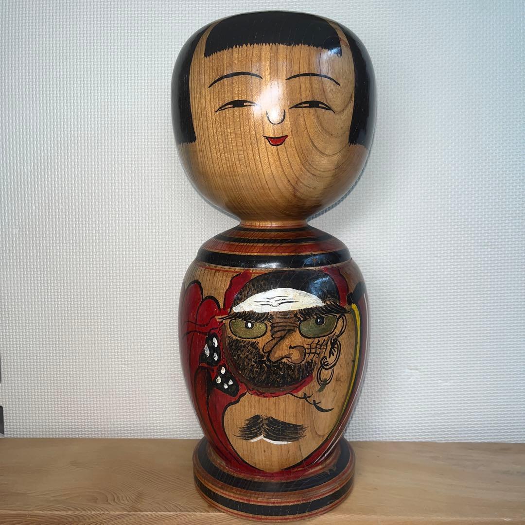⭕️ 伝統こけし　木地山こけし　1.3尺大型ダルマこけし　現代名工　小椋久太郎