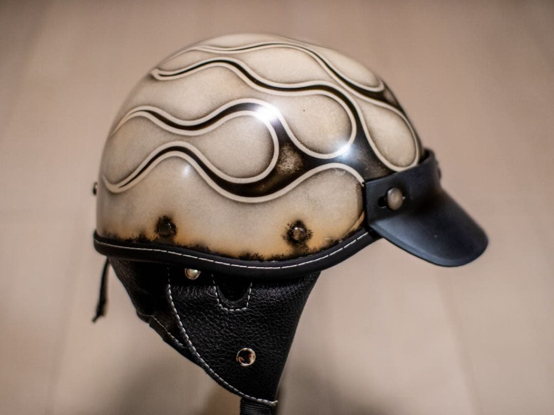 L 新品未使用　ポリヘル　ポリス　ヘルメット アイボリーエイジング黒フレア