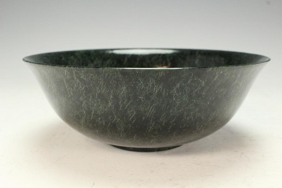 中国美術 壁玉 碗 台 匙付 時代物(K-A385)