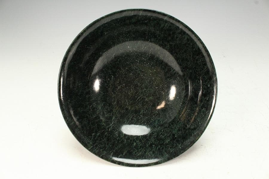 中国美術 壁玉 碗 台 匙付 時代物(K-A385)