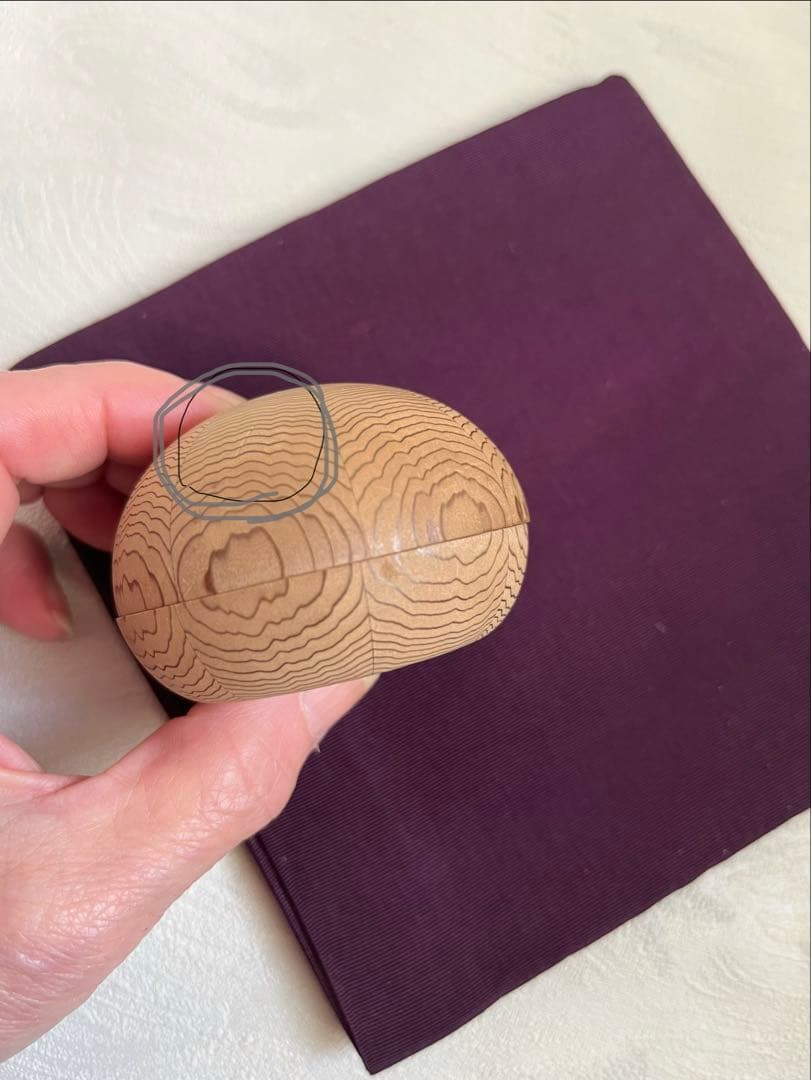 中川清司　人間国宝、重要無形文化財保持者　木製香合 茶道　木工芸　波状木目模様