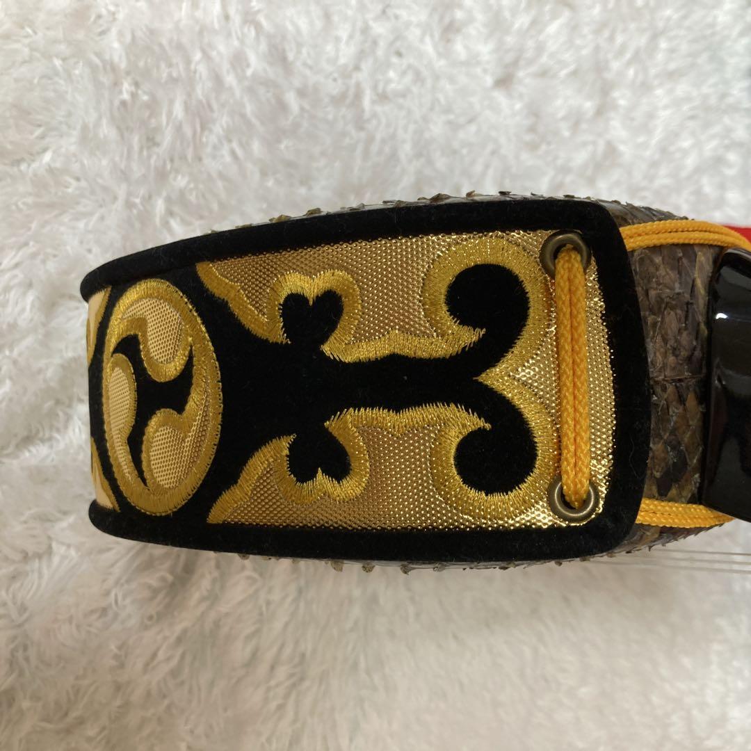 【美品】三線 本皮 本革 蛇皮 蛇革 三味線 琉球 沖縄　沖縄三味線