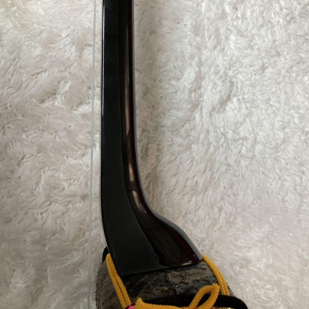 【美品】三線 本皮 本革 蛇皮 蛇革 三味線 琉球 沖縄　沖縄三味線