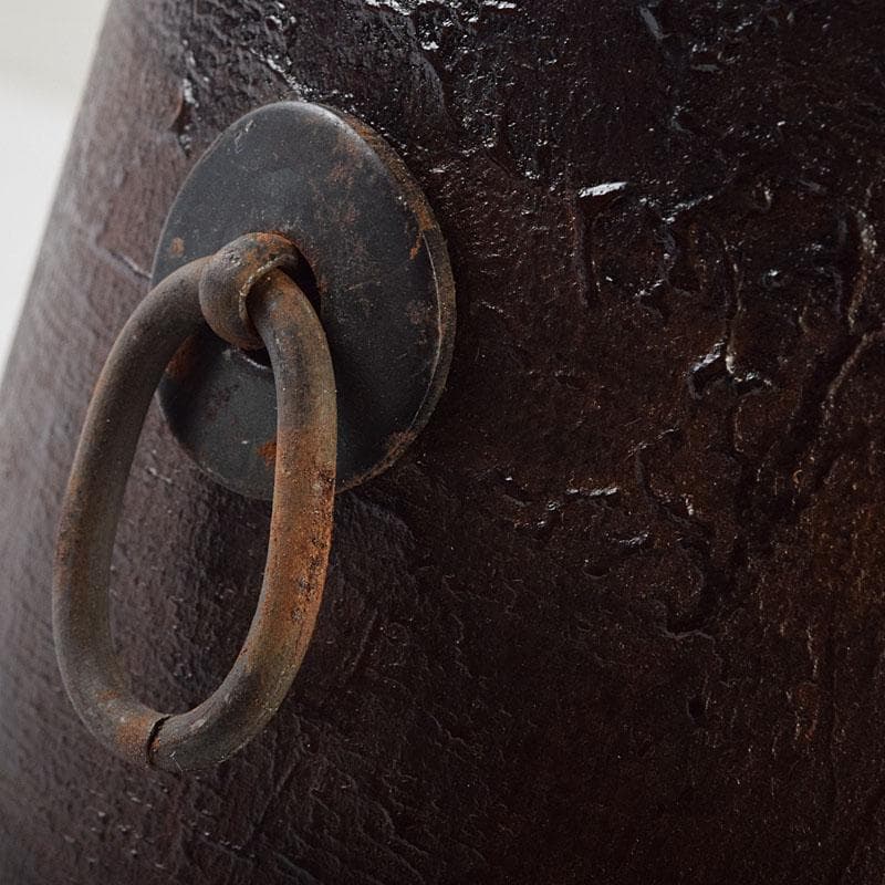 茶道具　漆芸家　難波仁斎作　金蒔絵　花入　掛花入　共箱　C　R9505