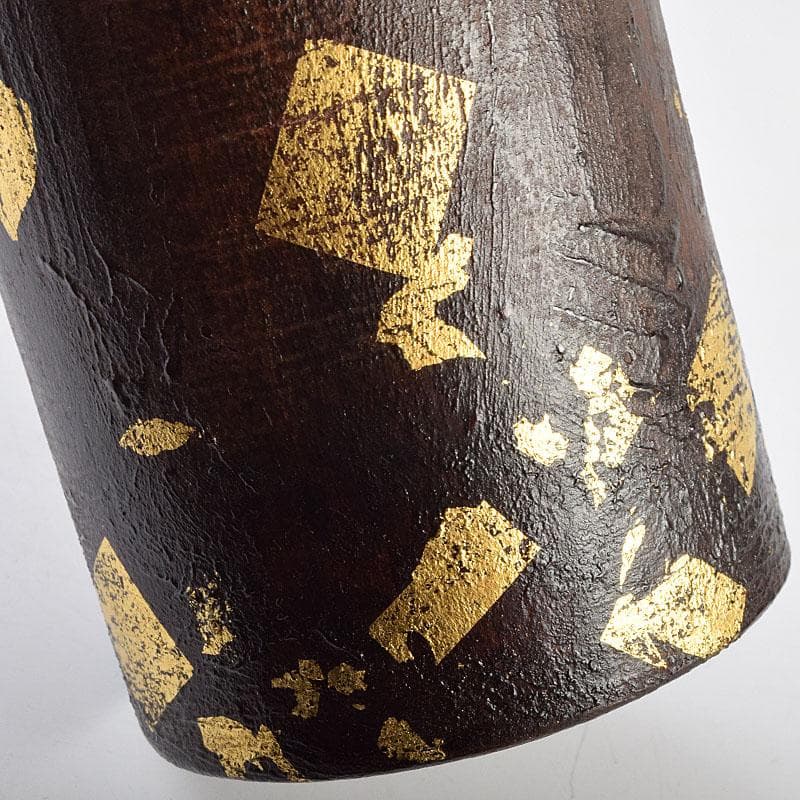 茶道具　漆芸家　難波仁斎作　金蒔絵　花入　掛花入　共箱　C　R9505