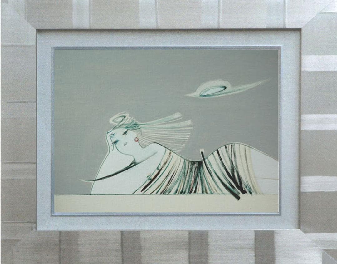 油絵 菅家令子 絵 絵画インテリア 額付(黒) F4-080515 人物 女性像