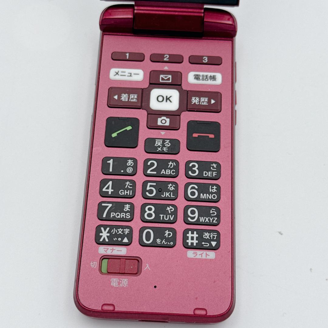 【美品】au かんたんケータイ ライト KYF43 ワインレッド